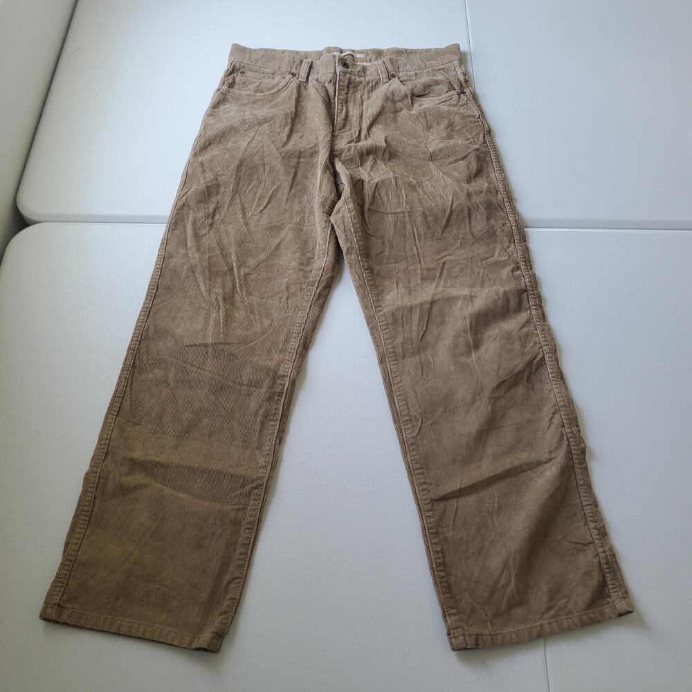 L.L.Bean Natural Fit Pants Mens 34x30 Beige Corduroy 5 Pocket Straight Leg